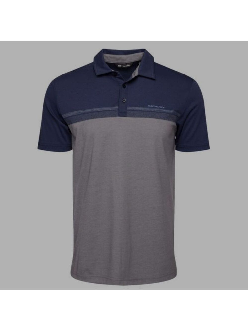 Travis Matthew Men's Last Minute Blue and Gray Polo Golf Shirt L New